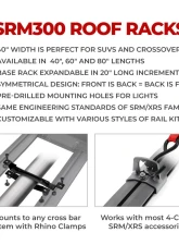 Go Rhino SRM300  Quad Overland Rail Kit for 60" Long x 40" Wide Rack - Rails only                                     - 5933064T - Image 2