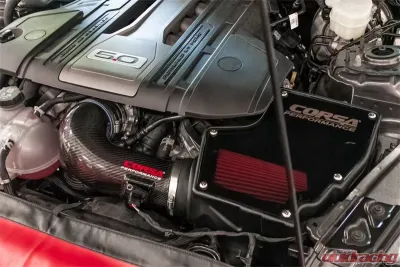 Corsa Black Carbon Fiber Closed Box Air Intake w/ DryTech 3D No Oil Ford Mustang GT 5.0L V8 2018-2023 - 44007D
