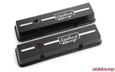 Edelbrock Valve Cover Racing Series Chevrolet 1959-1986 262-400 CI V8 Low Black - 41633