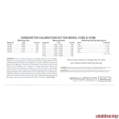Edelbrock Carburetor Calibration Kit - 1948