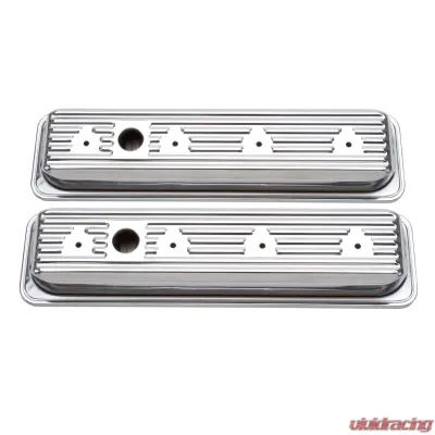 Edelbrock Valve Cover Signature Series Chevrolet 1987-1995 262-400 CI V8 Low Chrome - 4446