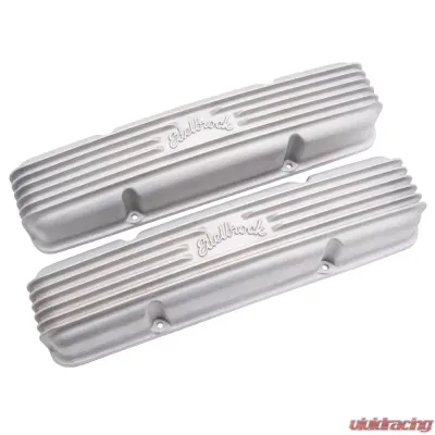 Edelbrock Valve Cover Classic Series Chevrolet 1959-1986 262-400 CI V8 w/ o Breather Holes Satin - 41459