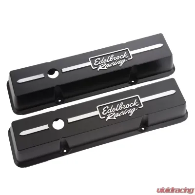 Edelbrock Valve Cover Racing Series Chevrolet 1959-1986 262-400 CI V8 Low Black - 41633