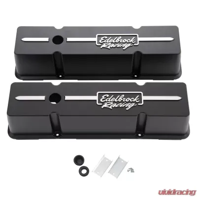 Edelbrock Valve Cover Racing Series Chevrolet 1959-1986 262-400 CI V8 Tall Black - 41643