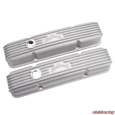Edelbrock Valve Cover Classic Series Chevrolet 1959-1986 262-400 CI V8 w/ Breather Holes Satin - 41439