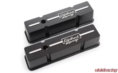 Edelbrock Valve Cover Racing Series Chevrolet 1959-1986 262-400 CI V8 Tall Black - 41643