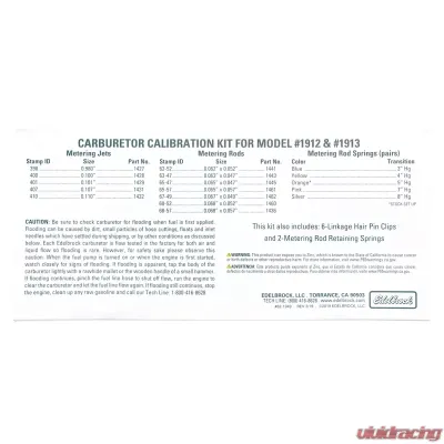 Edelbrock Carburetor Calibration Kit - 1949
