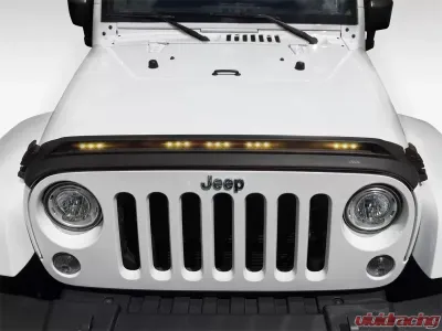 AVS Aeroskin Low Profile Hood Shield w/ Lights Black Jeep Wrangler JK 2007-2018 - 753060