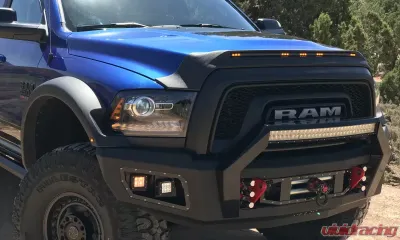 AVS Aeroskin Low Profile Hood Shield w/ Lights Black Dodge Ram 1500 (Excl Sport / Rebel) 2009-2018 - 753004