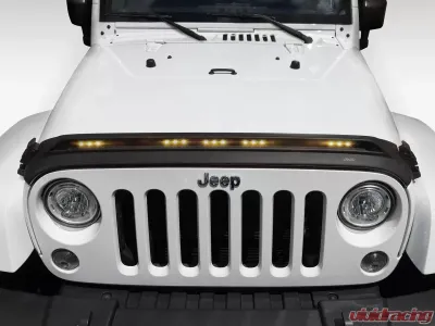 AVS Aeroskin Low Profile Hood Shield w/ Lights Black Jeep Wrangler JK 2007-2018 - 753060