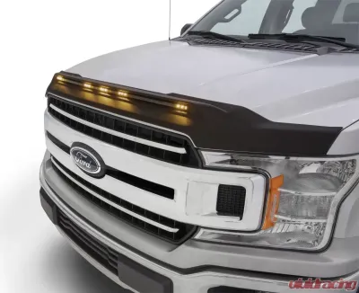 AVS Aeroskin Low Profile Hood Shield w/ Lights Black Ford F150 2015-2022 - 753096