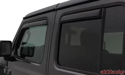 AVS Ventvisor In-Channel Front & Rear Window Deflectors 4pc Smoke Jeep Wrangler Unlimited 2007-2018 - 194249