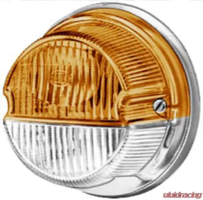 Hella 1259 Amber/White Turn/Side Marker Lamp with Chrome Base - 001259061