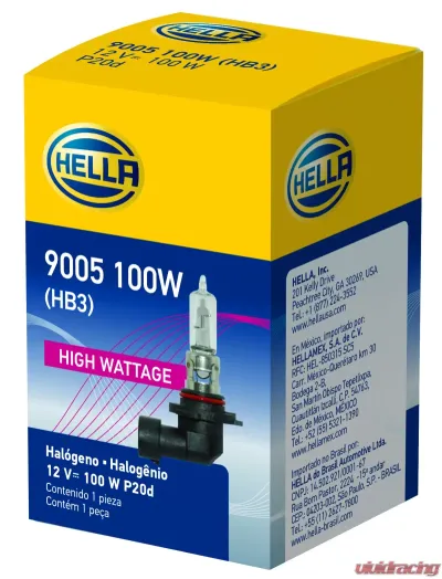 HELLA 9005 100W High Wattage Series Halogen Light Bulb - 9005 100W