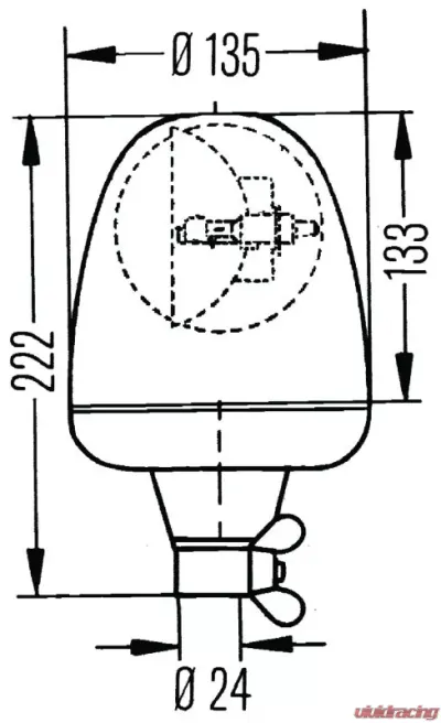 Hella KL Rotaflex Amber Rotating Beacon Pole 24V - 006846011