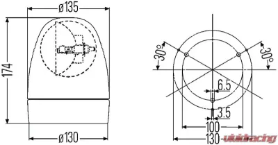 Hella KL Rotafix Amber Rotating Beacon Fixed - 007337001