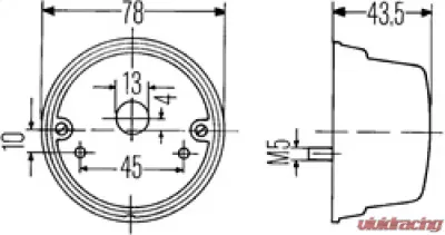 Hella 1259 Amber/Red Turn/Tail Lamp with Chrome Base - 001259261