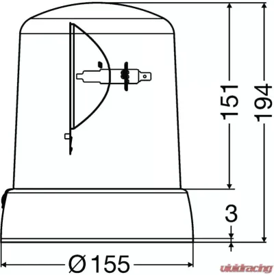 Hella KL 7000 Amber Rotating Beacon Fixed 24V - 008061111