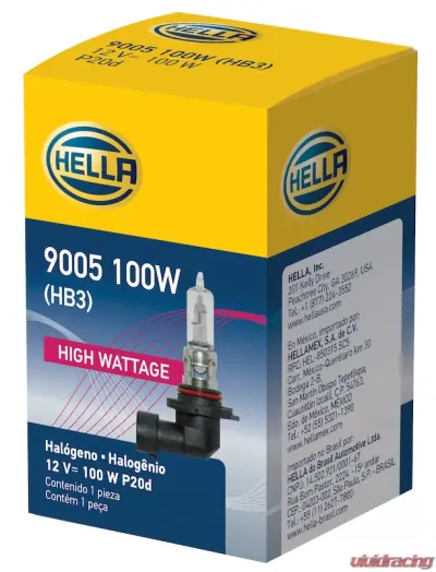 HELLA 9005 100W High Wattage Series Halogen Light Bulb - 9005 100W