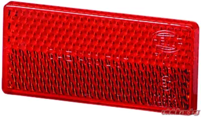 Hella 4412 Red Rectangular Reflex Reflector with Adhesive - 004412021