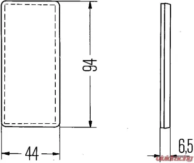 Hella 3326 Red Rectangular Reflex Reflector with Adhesive - 003326931