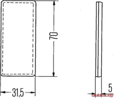 Hella 4412 Red Rectangular Reflex Reflector with Adhesive - 004412021