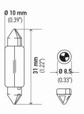 HELLA DE3175TB Standard Series Incandescent Miniature Light Bulb                                     - DE3175TB - Image 5