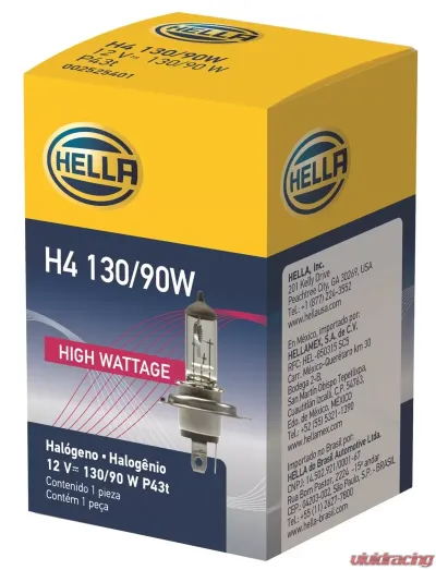 HELLA H4 130/90W High Wattage Series Halogen Light Bulb - H4 130/90W