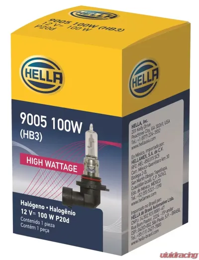 HELLA 9005 100W High Wattage Series Halogen Light Bulb - 9005 100W
