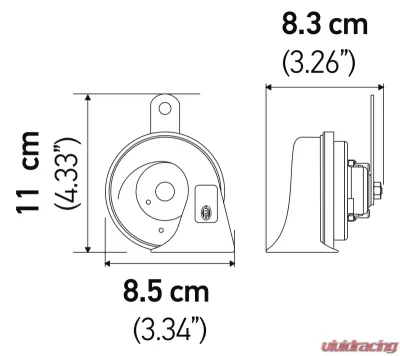 Hella Trumpet Kit Low-Tone/High-Tone, 12 V, 400/500 Hz with Bracket - 007424801