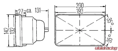 Hella 190 x 132mm H4 Single High/Low Beam Headlamp - 003427011
