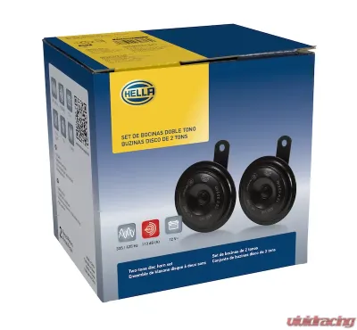Hella HORN KIT BX BLK DISC 92MM 12V UNIV - 011225871