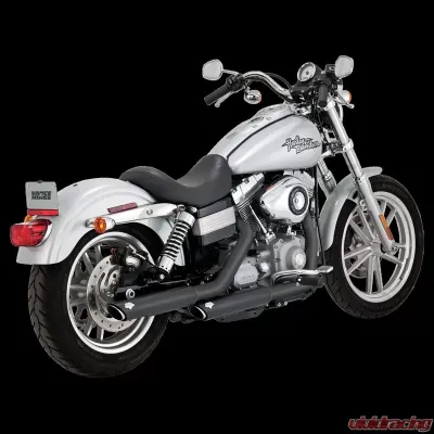 Vance & Hines Twin Slash 3" Slip-On PCX Exhaust Black Harley Davidson Dyna Models 1991-2017 - 46337
