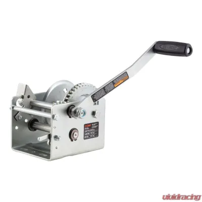 CURT Hand-Crank 2-Speed Winch, 2,000 lbs, 10.25:1 Low Gear Ratio, 10.6" Handle - 29520