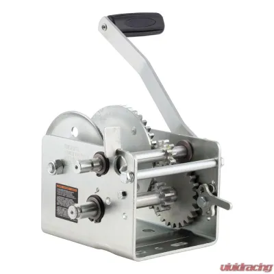 CURT Hand-Crank 2-Speed Winch, 2,000 lbs, 10.25:1 Low Gear Ratio, 10.6" Handle - 29520