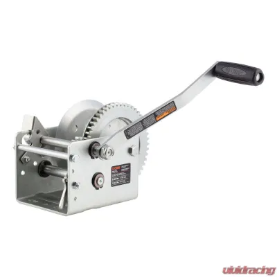 CURT Hand-Crank 2-Speed Winch, 2,600 lbs, 12.7:1 Low Gear Ratio, 10.6" Handle - 29526