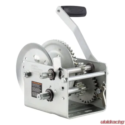 CURT Hand-Crank 2-Speed Winch, 2,600 lbs, 12.7:1 Low Gear Ratio, 10.6" Handle - 29526