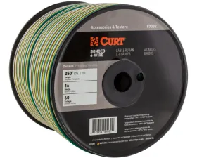 CURT Automotive Primary Wire, 4-Bond White, Brown, Yellow, Green 250' Spool