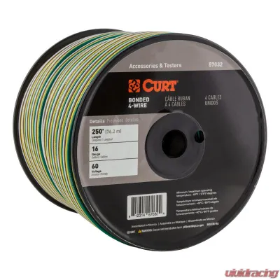 CURT Automotive Primary Wire, 4-Bond White, Brown, Yellow, Green 250' Spool - 57032