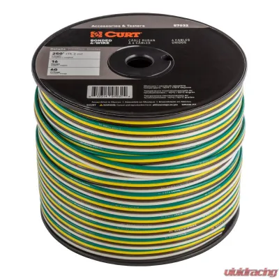 CURT Automotive Primary Wire, 4-Bond White, Brown, Yellow, Green 250' Spool - 57032