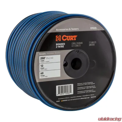CURT Automotive Primary Wire, 2-Bond Black, Blue 250' Spool - 57033