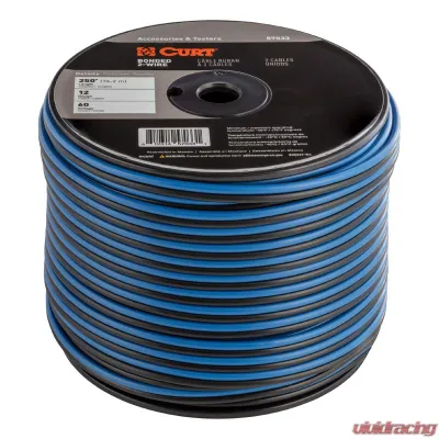 CURT Automotive Primary Wire, 2-Bond Black, Blue 250' Spool - 57033