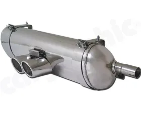 CARGRAPHIC Sport Rear Silencer 89mm Double-End Tailpipe Slash Cut Rolled-In Porsche 986 Boxster 2.5L Sound Version w/TUEV Certificate