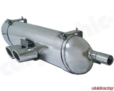 CARGRAPHIC Sport Rear Silencer 76mm Double-End Tailpipe Slush Cut Rolled-In Porsche 986 Boxster 2.5L Sound Version w/TUEV Certificate - CARP86ETR