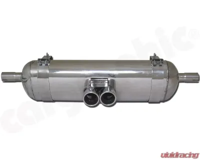 CARGRAPHIC Sport Rear Silencer 76mm Double-End Tailpipe Slush Cut Rolled-In Porsche 986 Boxster 2.5L Sound Version w/TUEV Certificate - CARP86ETR