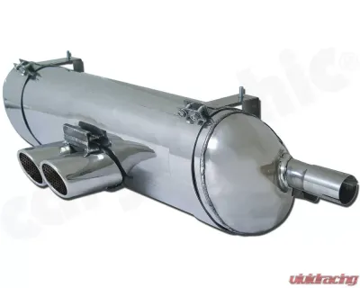 CARGRAPHIC Sport Rear Silencer 88x76mm Double-End Tailpipe Slash Cut Rolled-In Porsche 986 Boxster 2.5L Super Sound Version - CARP86ETSO2