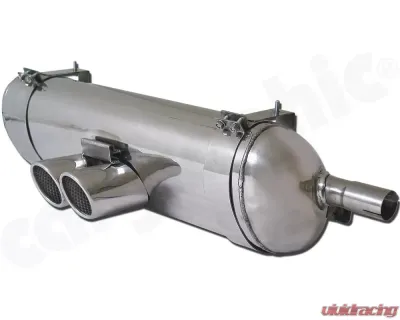 CARGRAPHIC Sport Rear Silencer 89mm Double-End Tailpipe Slash Cut Rolled-In Porsche 986 Boxster 2.5L Super Sound Version - CARP86ETSR35