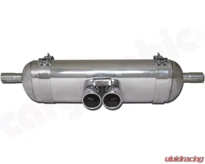 CARGRAPHIC Sport Rear Silencer 89mm Double-End Tailpipe Slash Cut Rolled-In Porsche 986 Boxster 2.5L Super Sound Version - CARP86ETSR35