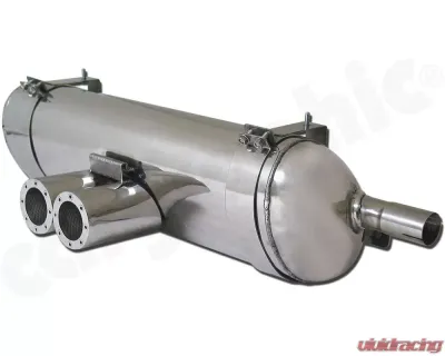CARGRAPHIC Sport Rear Silencer 89mm "Revolver" Double-End Tailpipe Slash Cut Rolled-In Porsche 986 Boxster 2.5L Super Sound Version - CARP86ETSREV