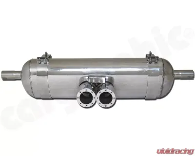 CARGRAPHIC Sport Rear Silencer 89mm "Revolver" Double-End Tailpipe Slash Cut Rolled-In Porsche 986 Boxster 2.5L Super Sound Version - CARP86ETSREV